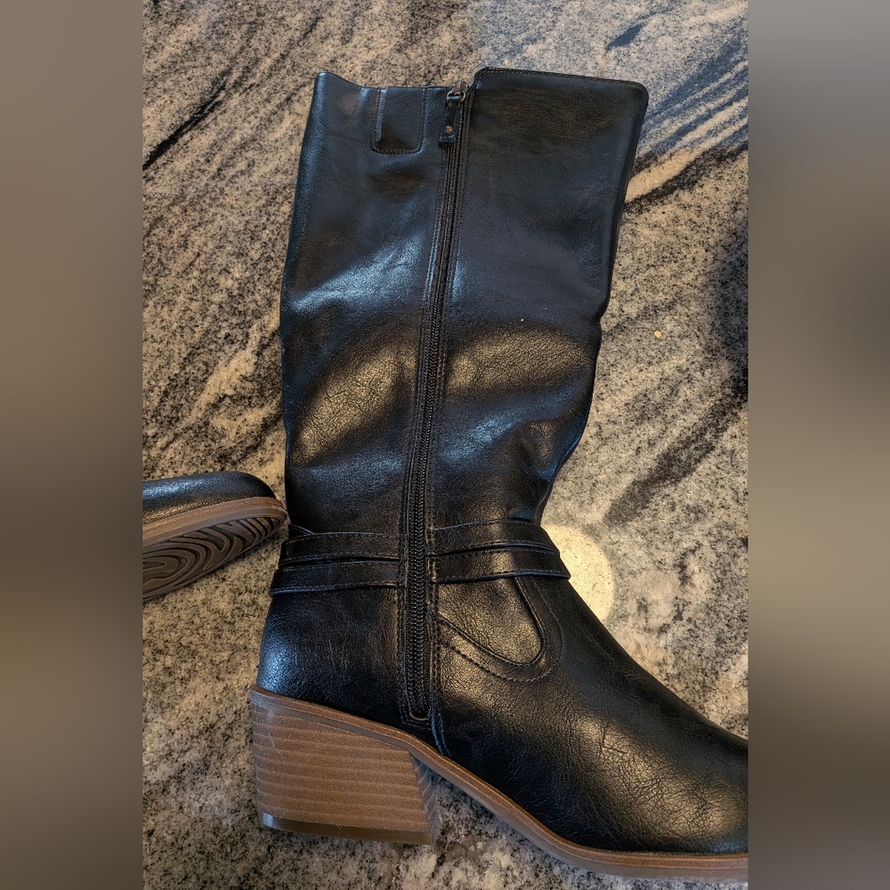 Dr Scholl's Black Boots Knee High Like New Manmade Material Size 9.5 - Picture 12 of 13